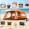 thumbnail image 4 of 8 Person Outdoor Family Camping Tents, 12' x 8' x 6', Easy Setup Waterproof Windproof Backpacking Tent with Divided Curtain, Lightweight Portable for Travel, Fishing, Hiking, Orange, 4 of 10