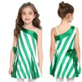thumbnail image 5 of YiZYiF Girls Candy Cane Striped Christmas Party Dance Dress One Shoulder Sequin Elf Flared Dresses Green 16, 5 of 6