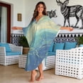 thumbnail image 2 of XYZCANDO Kaftan Dresses for Women V Neck Beach Cover Ups Caftan Beach Dresses for Swimwear Plus Size Lounge Maxi Dress Swimsuit Coverup Blue Marble Hawaiian Robe Summer Casual Dress, 2 of 7