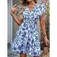 thumbnail image 5 of Women'S Summer Dresses Beach Casual Deep V Neck Loose Sundress Ruffle Sleeve Mini Dress Royal Blue L, 5 of 7