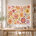 thumbnail image 5 of Retro Floral Pattern With Orange and Pink Blooms, Playful Vintage Style for Flower Lovers, Botanical Wall Art, Mother's Day Gift, Tapestry Wall Hanging for Bedroom and Living Room, 5 of 7