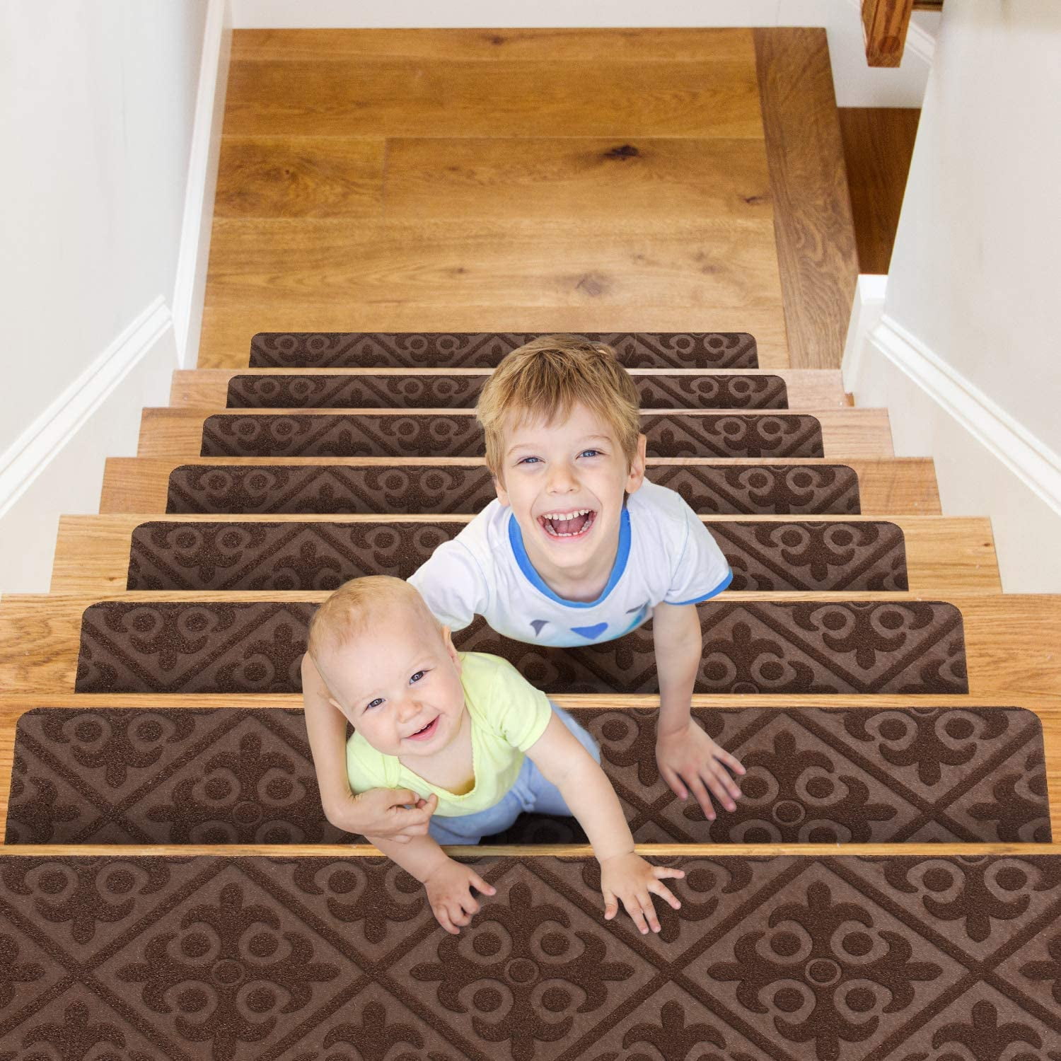 Stair Tread Cover Carpet Rug Anti Slip Non Skid Indoor Outdoor Brown Home 4 Set 