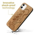 thumbnail image 3 of Case Yard Wooden Case Outside Soft TPU Silicone, Slim Fit Shockproof Wood Protective Phone Cover for Girls Boys Men and Women, Supports Wireless Charging Guitar Hero Design case for iPhone-12-Mini, 3 of 7