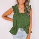 thumbnail image 3 of Moda mujer Casual impreso camiseta Base chaleco sin mangas cuello cuadrado volantes Tops blusa Fridja qr1761, 3 of 7