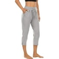 thumbnail image 1 of Womens Capri Yoga Pants Loose Workout Joggers Drawstring Sweatpants Lounge Pajama Capris Pants with Pockets, 1 of 3