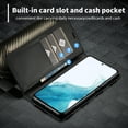 thumbnail image 2 of Allytech Wallet Case for Samsung Galaxy S23 FE, Carbon Fiber PU Leather + Soft TPU Luxury Cover with Kickstand&Card Slots, Magnetic Closure Shockproof Anti-Fall Protective Case, Black Horizontal Line, 2 of 7
