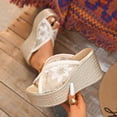 thumbnail image 4 of Wedge Heels for Women Peep Toe Platform Sandals 2026 Summer Fashion Splice Floral Embroidery Mesh Slip on Comfortable Slides Beach Shoes Beige Size 8, 4 of 8