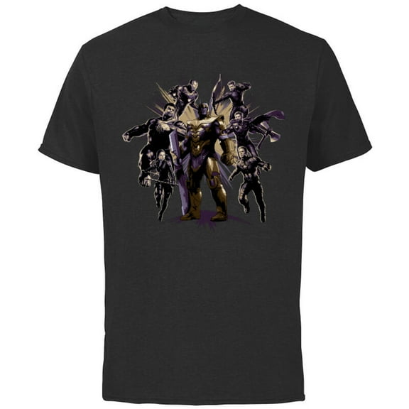Marvel Avengers: Endgame Six Super Heroes and Thanos - Short Sleeve Cotton T-Shirt for Adults - Customized-Black