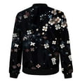 thumbnail image 5 of Floral Print Baseball Jacket for Women 2025 Fall Long Sleeve Lightweight Zip Up Casual Jackets Coat Outerwear, 5 of 6