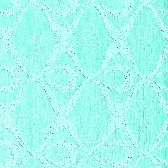 Ahgly Company Machine Washable Indoor Square Solid Turquoise Blue Modern Area Rugs, 7' Square