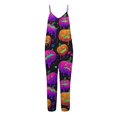 thumbnail image 5 of Womens Halloween Jumpsuits Ghost Candy Sleeveless Backless Horror Rompers Bat Skull Wide Leg Funny Overalls, XL, 5 of 6