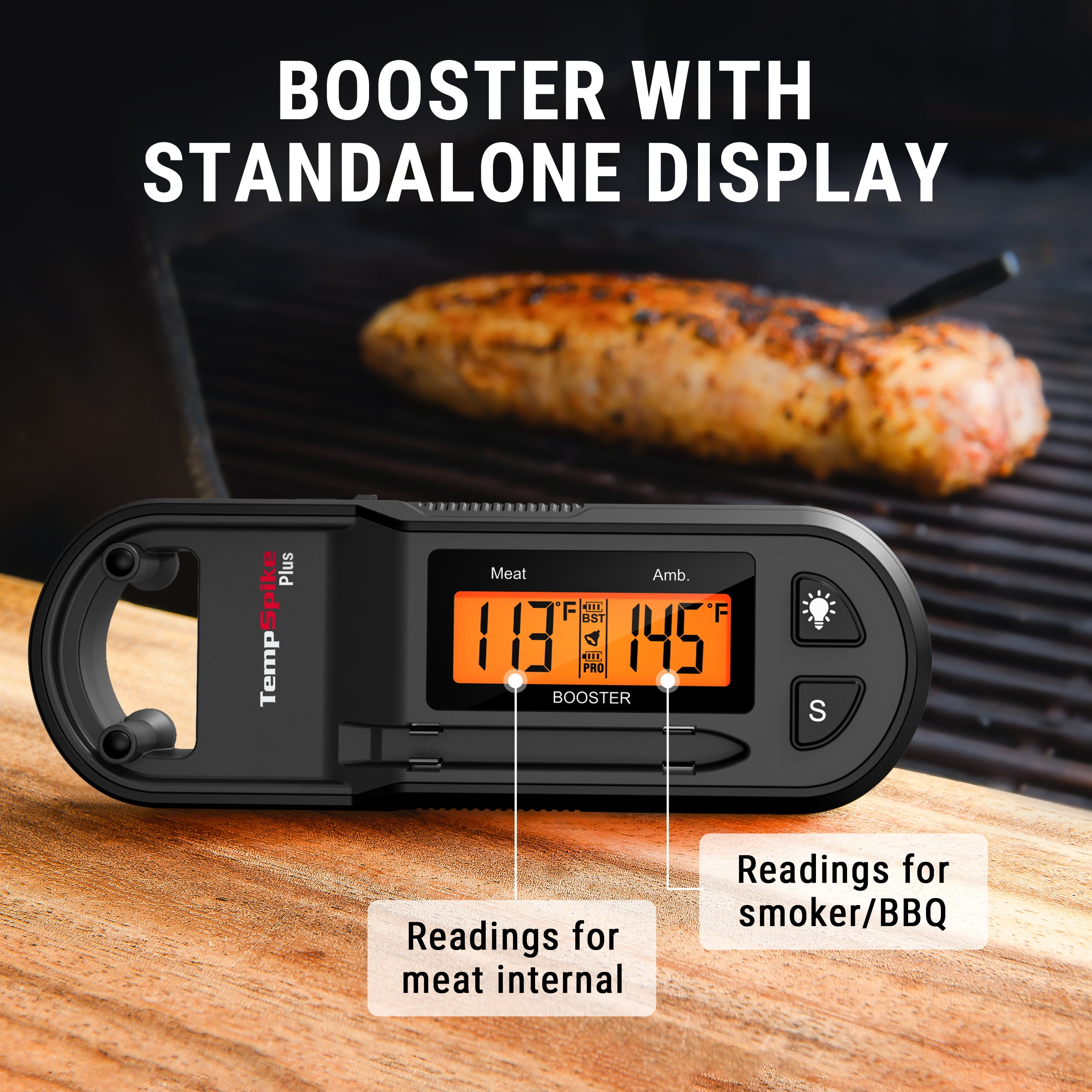ThermoPro TempSpike Plus Wireless Meat Thermometer with Ultra Thin Probe, Smart Bluetooth Meat Thermometer for Grilling Smoking BBQ Android/iOS Compatible