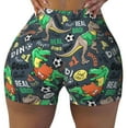 thumbnail image 2 of Uemuo Dinosaur Plays Soccer Pattern Women Workout Impact Shorts Scrunch Butt Lifting Gym Shorts Seamless Booty Biker Shorts-X-Large, 2 of 8