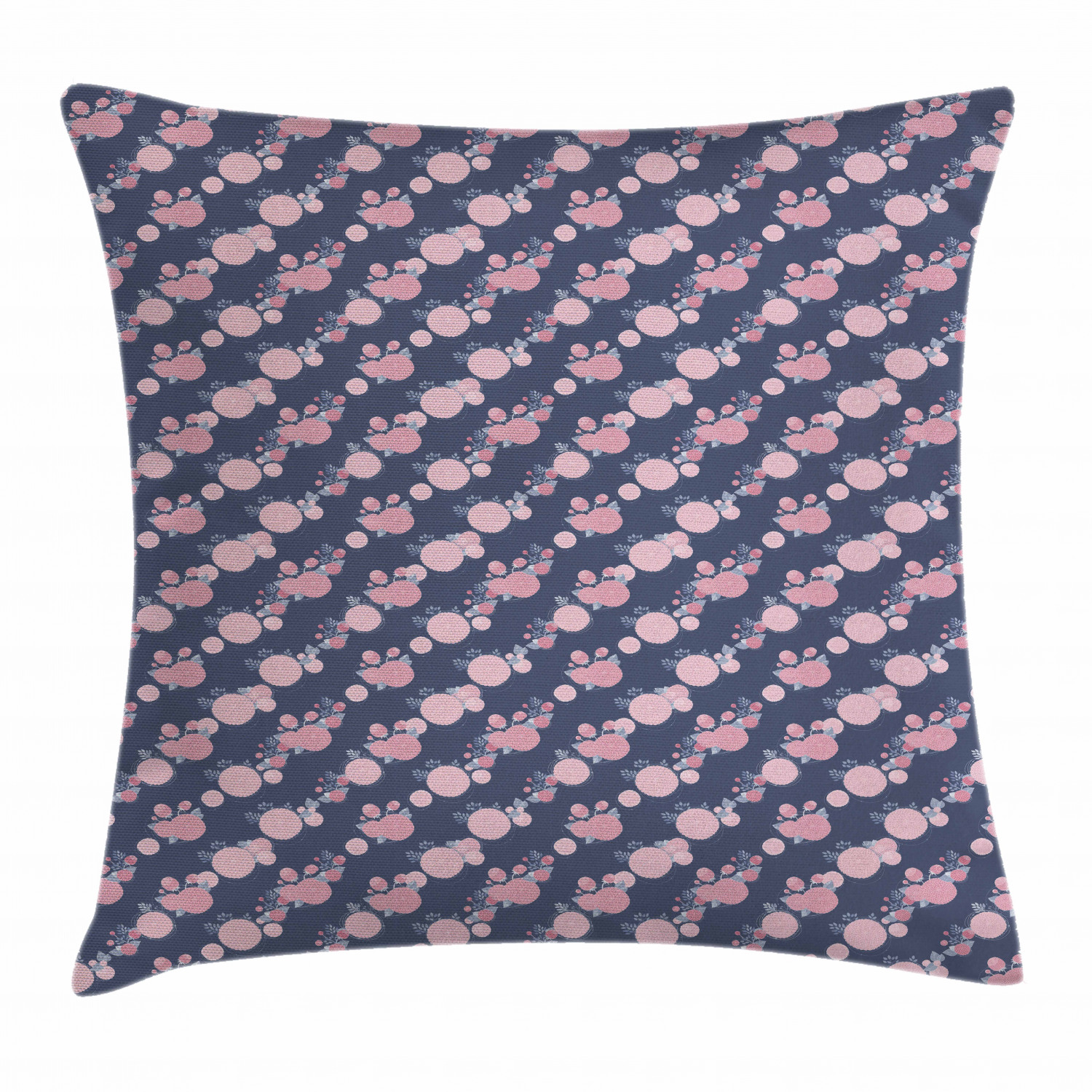 Garden Art Throw Pillow Cushion Cover, Pattern with Rows of Abstract Pink Asters Romantic Garden Botany, Decorative Square Accent Pillow Case, 16 X 16 Inches, Dark Slate Blue Rose Blush, by Ambesonne - image 1 of 2