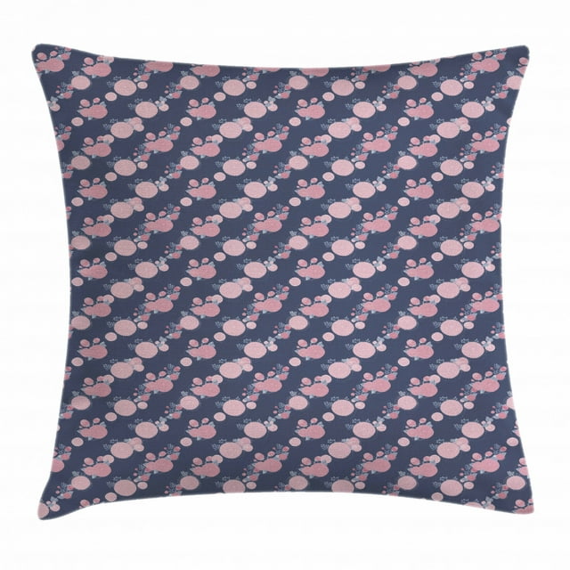 Garden Art Throw Pillow Cushion Cover, Pattern with Rows of Abstract Pink Asters Romantic Garden Botany, Decorative Square Accent Pillow Case, 16 X 16 Inches, Dark Slate Blue Rose Blush, by Ambesonne