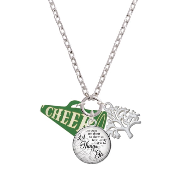 Delight Jewelry Acrylic 1.25" Green Cheer Megaphone Let Things Go Fall Zoey Charm Necklace, 28"