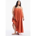 thumbnail image 3 of June & Vie Women's Plus Size Pleated Poplin Maxi Dress, 3 of 5