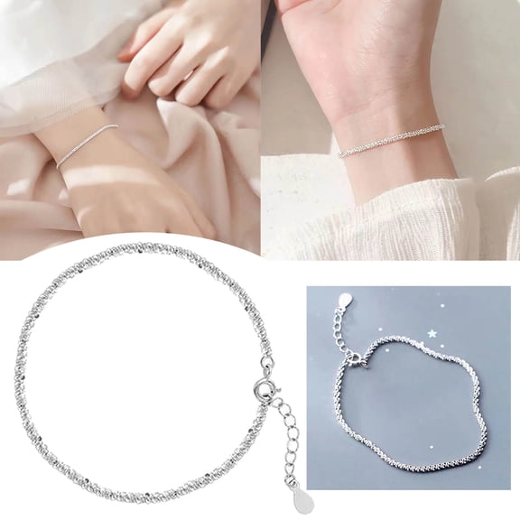 EOND Bracelets for Women Mantian Star Plated 925 Silver Bracelet Female Japanese Korean Version Simple Small Fresh Cauliflower Chain Anklet Necklace