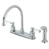 Kingston FB791DPLSP Paris Two-Handle 4-Hole 8" Centerset Kitchen Faucet with Side Sprayer in Polished Chrome