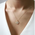 thumbnail image 3 of Sparkle Jewels 14K Yellow Gold Finish Women's Flower Pendant Necklace Marquise Cut Cubic Zirconia, 3 of 4