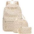 thumbnail image 1 of Mochila escolar BTOOP de pana beige con estampado floral para niñas adolescentes, 1 of 8