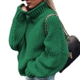 thumbnail image 1 of Powerdelux Women's Turtleneck Sweater Oversized Long Batwing Sleeve Chunky Knit Pullover Tops, 1 of 4