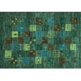 thumbnail image 1 of Ahgly Company Machine Washable Indoor Rectangle Abstract Turquoise Blue Contemporary Area Rugs, 2' x 5', 1 of 4