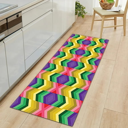 

Kitch Mat Strip Bedroom Entrance Door Mat Geometric Pattern Home Floor ration Living Room Carpet Bat