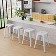 thumbnail image 2 of Metal Bar Stools Stackable Stools Outdoor Stools 24 Inch Metal Bar Stools Backless Indoor Outdoor Set of 4 Counter Bar Stools White 24" White 24", 2 of 7