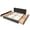 Dark Grey, variant on Modern Beige Wood Frame Grounded Queen Size Platform Bed, Queen Chenille Upholstered Platform Bed with Headboard