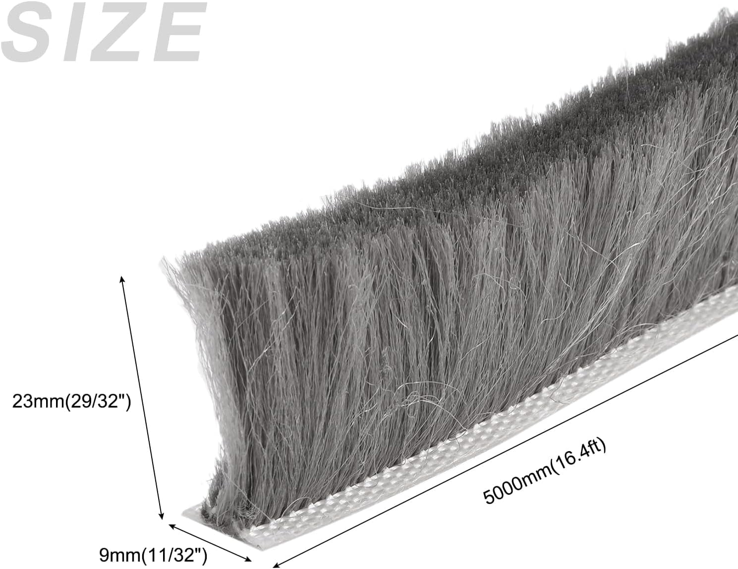 FRKSMD-Adhesive Brush Seal Weather Stripping (29/32"x11/32"x16.4ft), Door Brush Strip - for Sliding Sash Door Window Wardrobe Seal, Gray