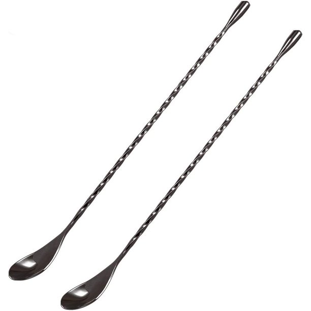 Cuchara mezcladora de acero inoxidable, cuchara de bar con diseño en espiral para cocteleras, vasos altos