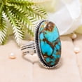 thumbnail image 2 of Copper Turquoise - Pilot Mountain 925 Sterling Silver Ring, 25X13 mm Oval Gemstone Ring, Blue & Brown Ring, Christmas Gift, Unique Jewelry Ring, Adjus, 2 of 8