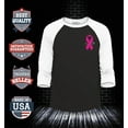 thumbnail image 2 of Shop4Ever Men's  Pink Breast Cancer Ribbon Pin Breast Cancer Raglan Baseball Shirt X-Small Black/White, 2 of 4
