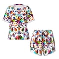 thumbnail image 4 of Picia Mexican Bright Style Pajamas Sets for Women Soft Short-Sleeved Pjs with Lounge Shorts Two Piece Sleepwear-3X-Large, 4 of 9