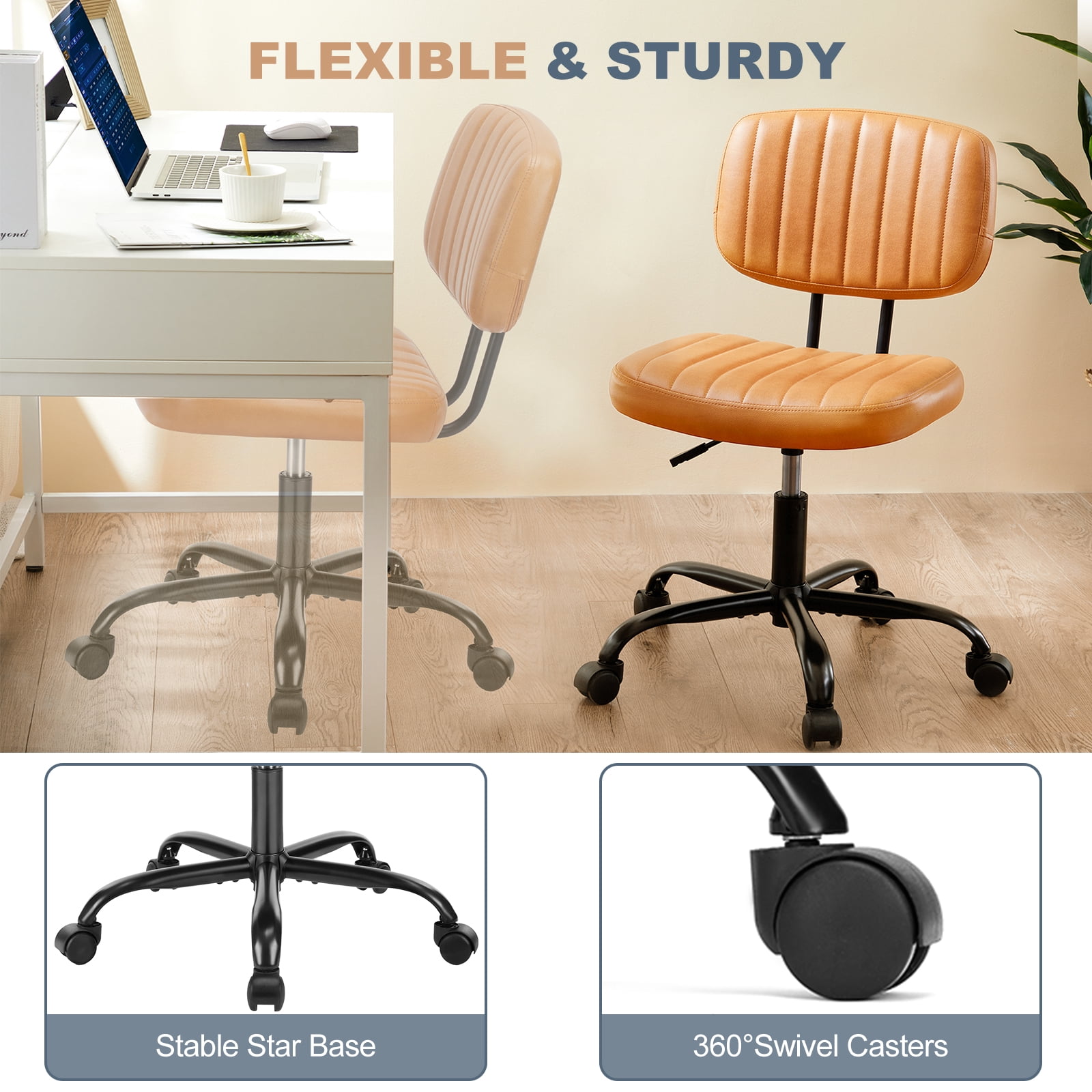MAYEERTY Ergonomic Mid-Back Executive Office Chair Swivel Computer Desk Task Chair，Orange