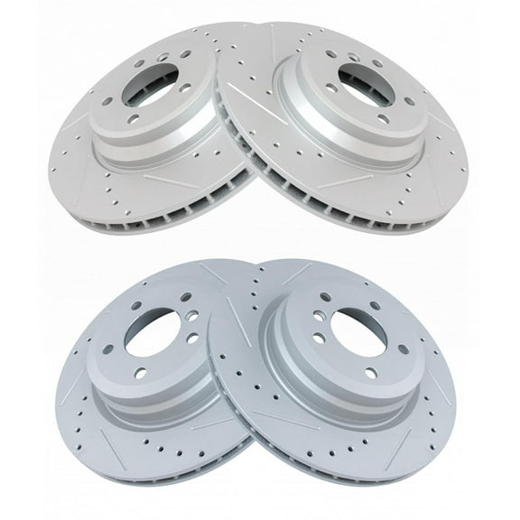 TRQ Front & Rear Performance Brake Rotor Drilled Slotted Coated Kit for BMW