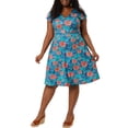 thumbnail image 3 of Agnes Orinda Women's Plus Size Midi Dress Summer V Neck Cap Sleeve Floral  A Line ShirtMidi Dress, 3 of 7