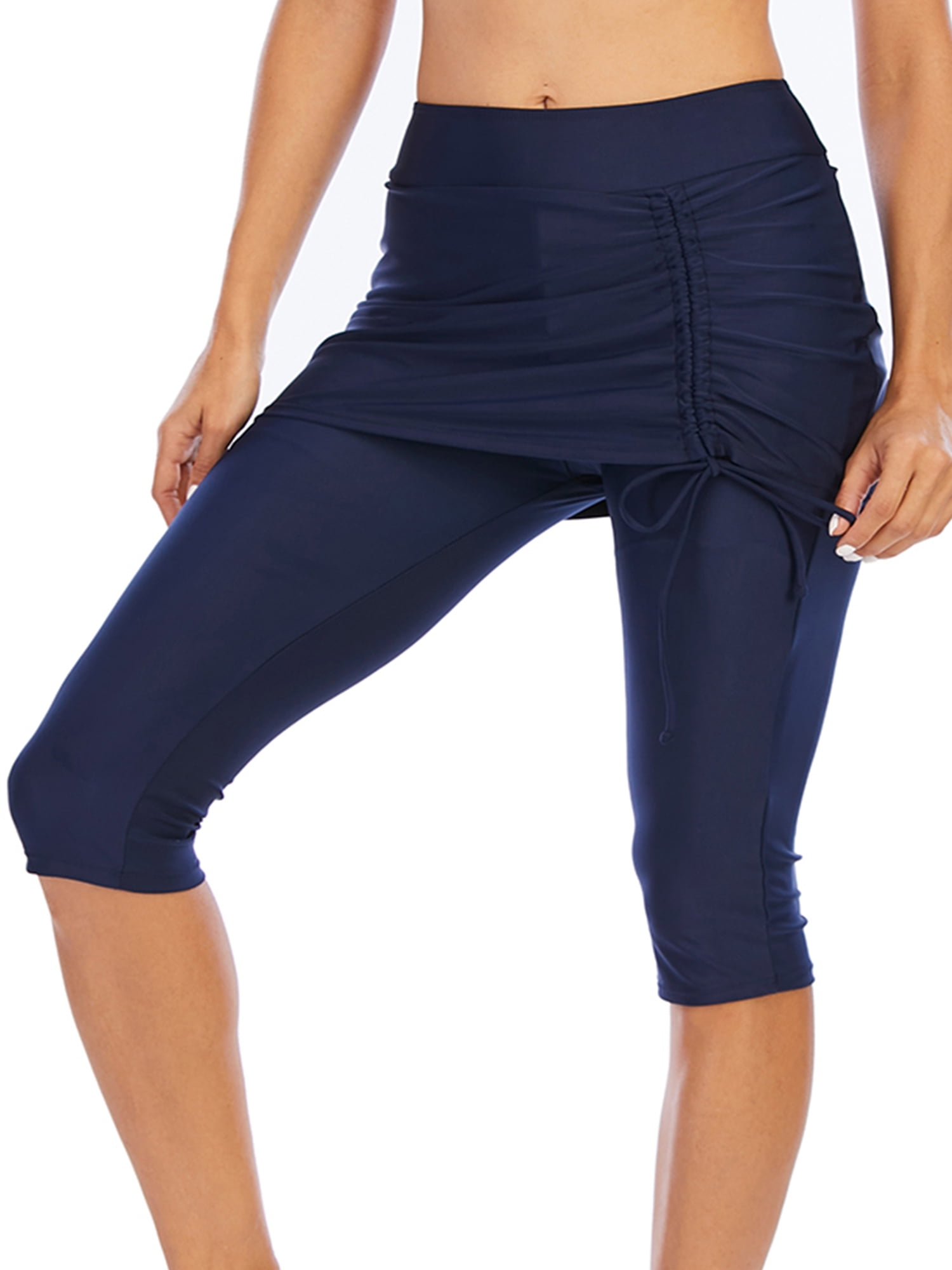 SAYFUT Women's Swim Bottoms High Waist Swimsuit Pants Swimwear with Attached Skirt Tight