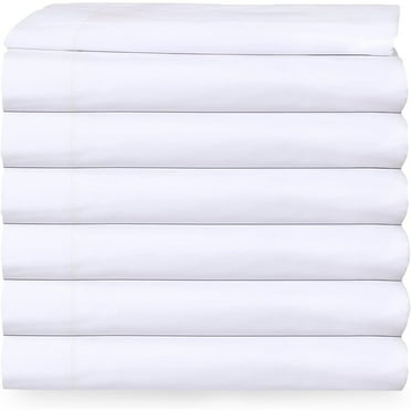6 Flat Sheet White T-200 Percale Hotel Linen (Available in Bulk/Dozens) (, 66x108 Inches)