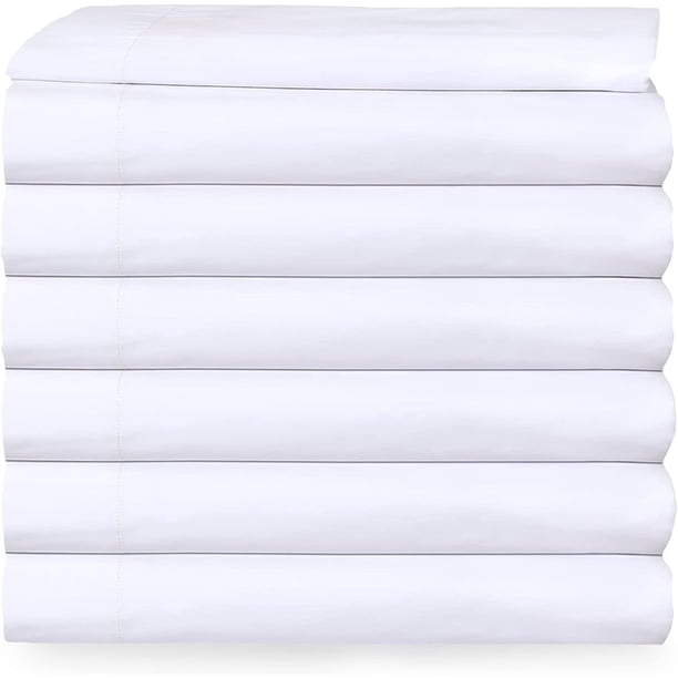 6 Flat Sheet White T200 Percale Hotel Linen (Available in Bulk/Dozens
