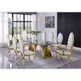 thumbnail image 2 of Mixed 9pc Dining Set with White Faux Leather Side Chairs and Arm Chairs, 2 of 5