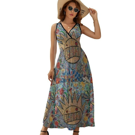 Ween Boognish And Flowers Sleeveless Dress Dresses Women Summer Evening Dresses Ladies Bohemia Long Dresses