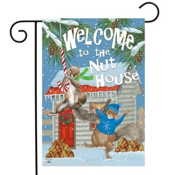 Briarwood Lane Winter Nuthouse Squirrels Garden Flag