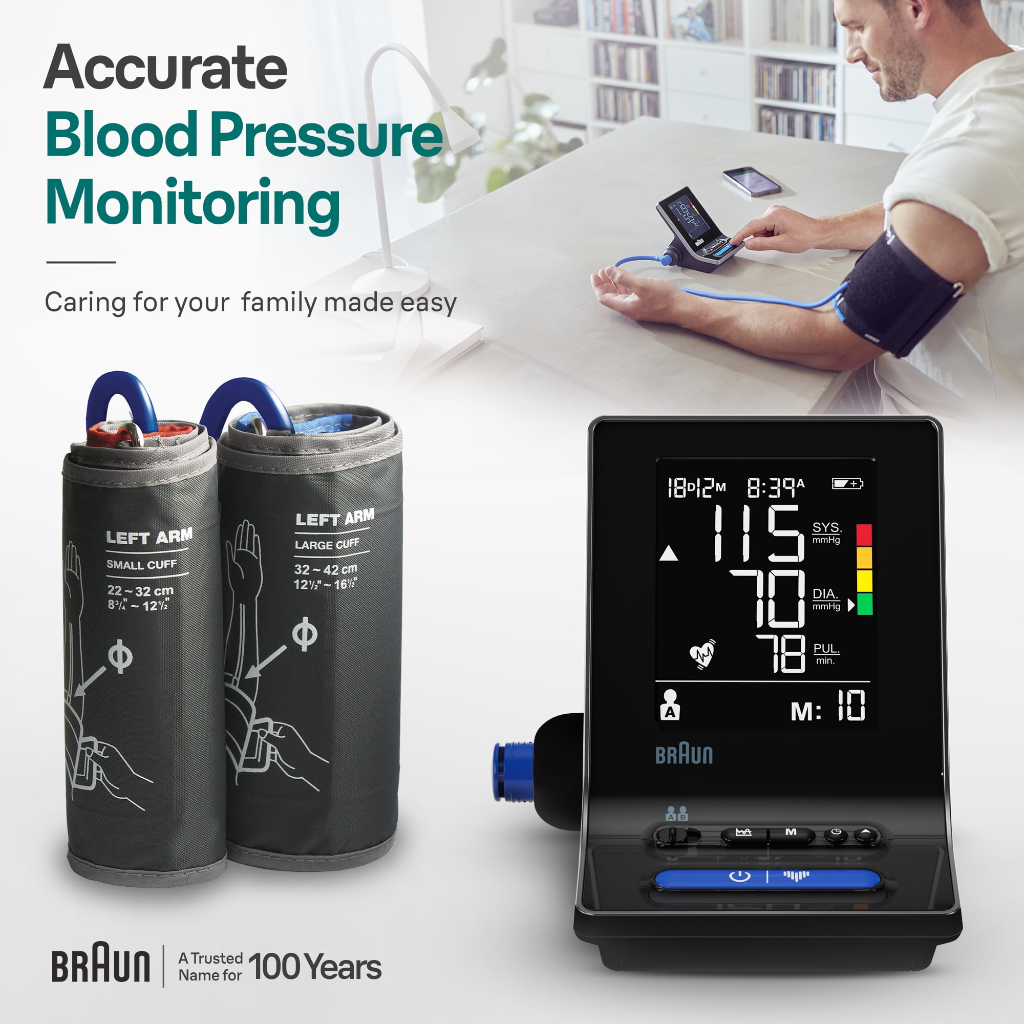 Braun ExactFit 3 Upper Arm Blood Pressure Monitor, Blood Pressure Monitors for Home Use, Two Cuff Sizes, FSA & HSA Eligible, BUA6120US
