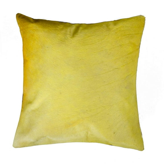 18" x 18" x 5" Yellow Cowhide  Pillow