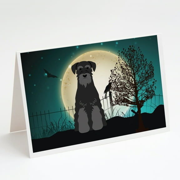 Halloween Scary Standard Schnauzer Black Greeting Cards and Envelopes Pack of 8