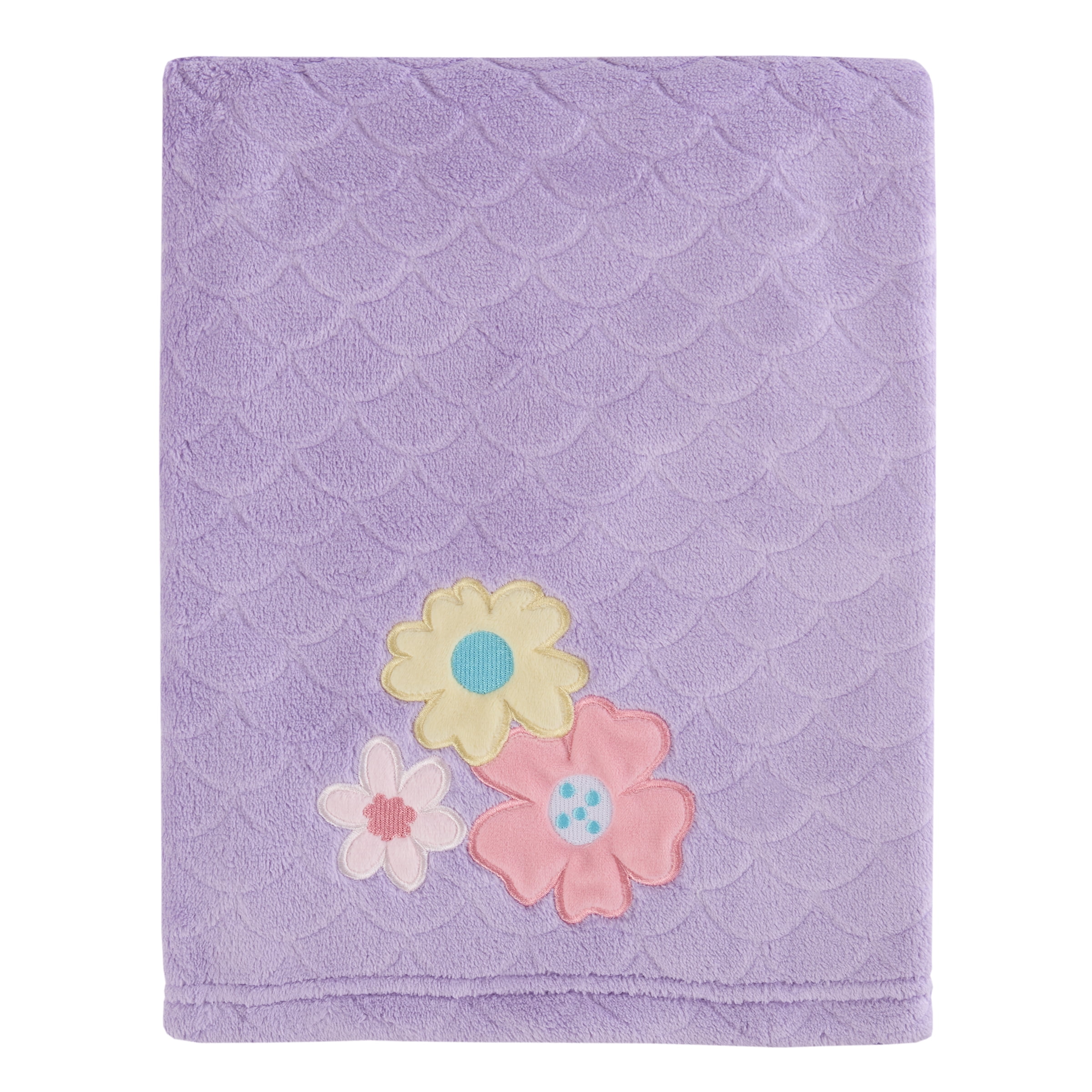 Parent's Choice Applique Floral Blanket, Lavender, 30 in x 40 in, Infant Girl
