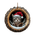 thumbnail image 2 of American Shorthair Christmas Ornaments, American Shorthair Ornament with Santa Hat, 2D Acrylic Hanging Decorations for Xmas Tree, Forest Animal Holiday Home Decor, Ideal Gift for Cat Lovers, 2 of 6