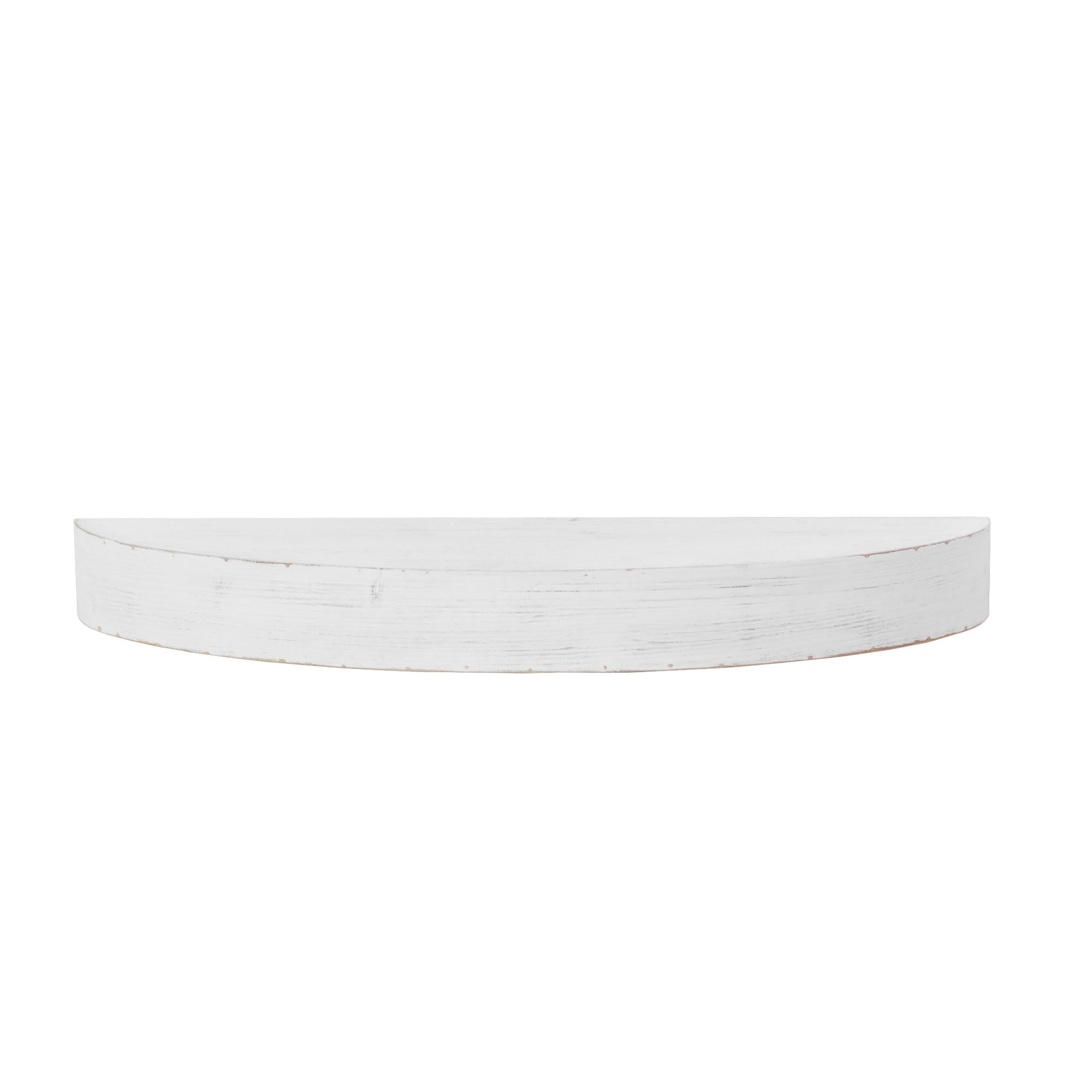 American Art Decor Small Rustic Round Oval Wood Decorative Floating Wall Mounted Shelf - White - 28" L x 3" H x 8" D